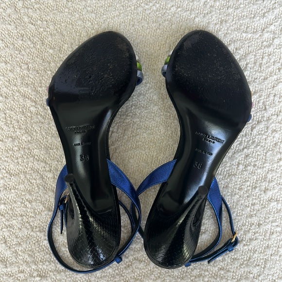 Saint Laurent Multicolor Leather Strappy Heel, size 38, Worn Once, dust bags - Picture 8 of 10